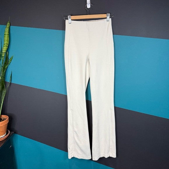 Lululemon Brushed Softstreme Ribbed Zip Flared Pant 32.5" Bone Preppy Bohemian - Picture 4 of 16